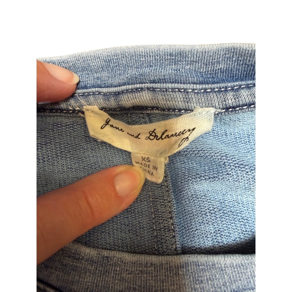 Jane and Delancey T-Shirt Dress Womens XS Blue Acid Wash Ruched Sleeve Excellent - Picture 5 of 8